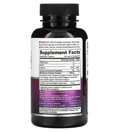 Supplement Facts – Multi Collagen Types I, II, III, V, X with Vitamin C and Hyaluronic Acid