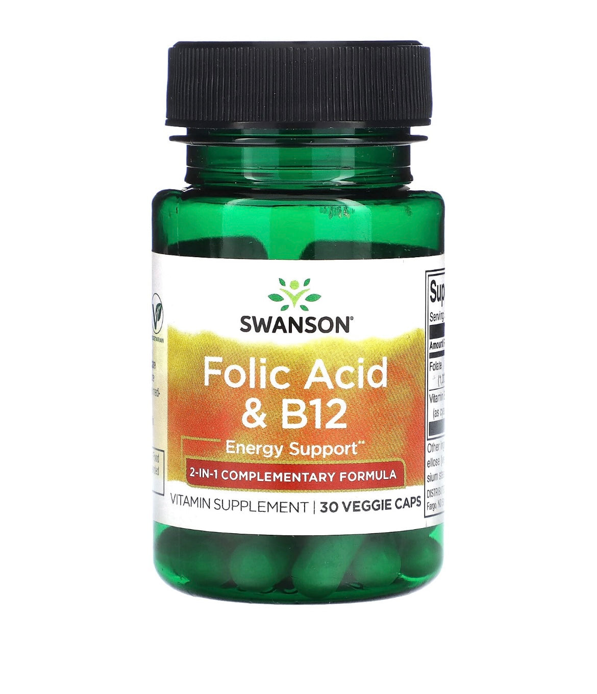 Swanson, Folic Acid & B12, 30 Veggie Caps